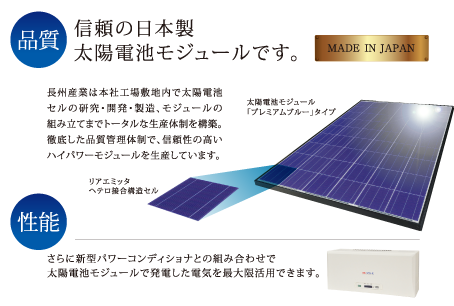 信頼の日本製太陽電池モジュールです。