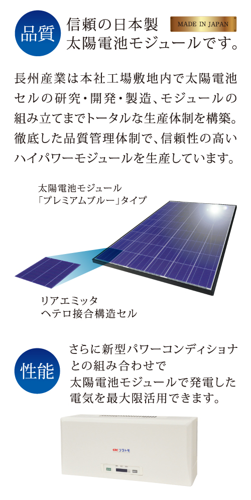 信頼の日本製太陽電池モジュールです。